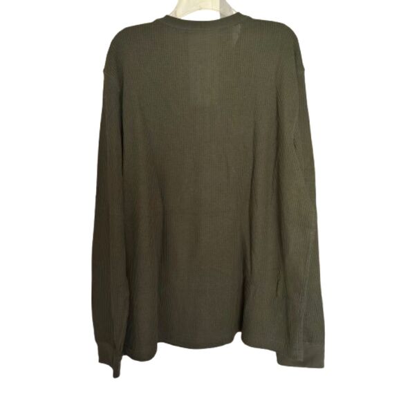 The Essential Thermal Men's XXL Long Sleeve Waffle Knit Olive Green Henley #B - Picture 2 of 4